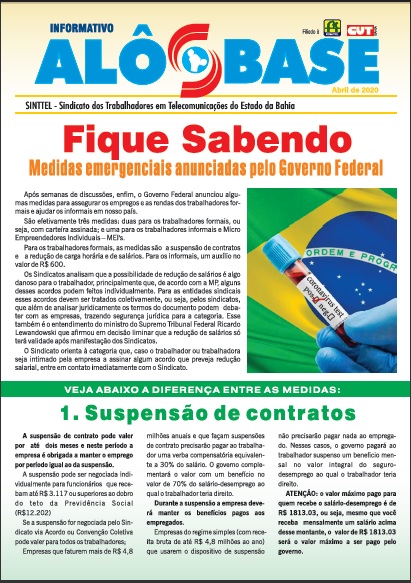 Fique Sabendo - Medidas emergenciais anunciadas pelo Governo Federal